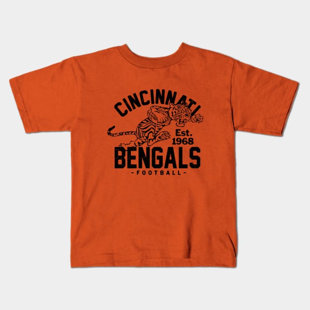 Vintage Cincinnati Bengals 3 by Buck Tee Originals Kids T-Shirt by Buck Tee